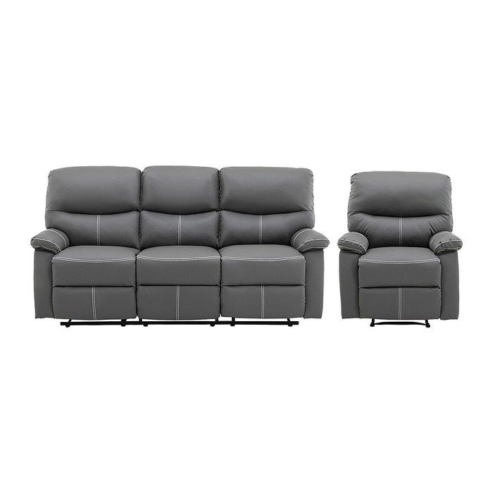 Canapé 3 places et un fauteuil relax en simili gris CANBY