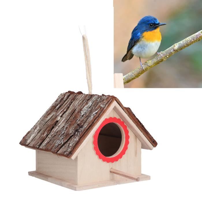 nichoir suspendu en bois extérieur Nichoir en bois nichoir pour oiseaux  suspendus en plein air avec perchoir pour colibris En Stock