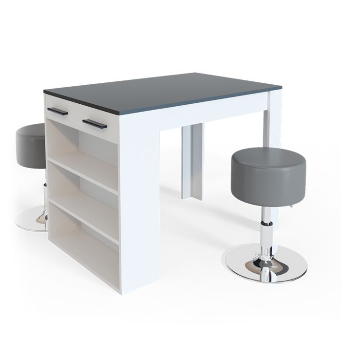 Ensemble table à manger Repose 67x100cm avec 2 tabourets Anthracite/Blanc Vicco 33494 Ensemble table à manger Repose 67x100cm avec 2 tabourets Anthracite/Blanc Vicco 33494