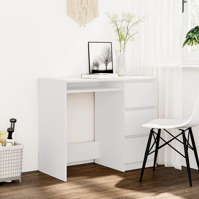 vidaXL Bureau Blanc 90x45x76 cm Aggloméré au meilleur prix