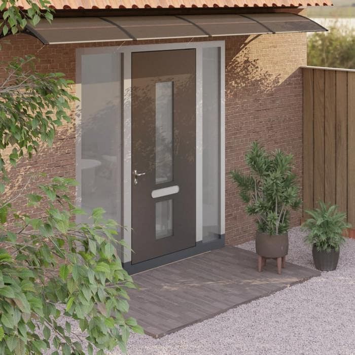 vidaXL Auvent de Porte Marquise Solaire avec Support Abri Protection contre Pluie Banne Entrée Porte Patio 350x100 153596