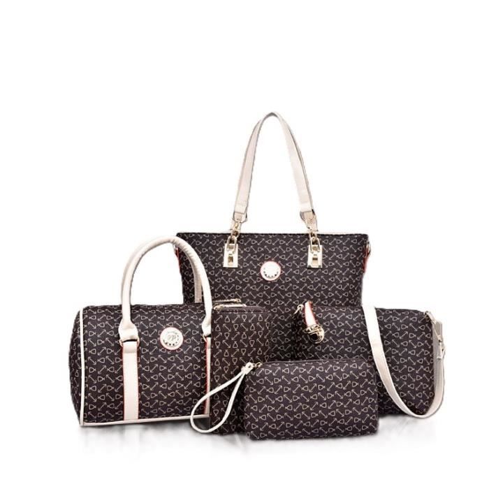 Ensemble de sacs ?� main - VITATA - Motifs Poisson - Cuir Synth?�tique - 5 pi?�ces - ??paule Motifs 