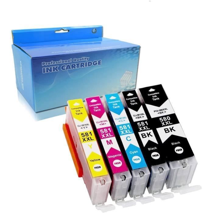 Lot Cartouches D'Encre Compatibles Canon PGI-580XXL CLI-581XXL - Noir, Cyan, Jaune, Magenta - Neuf