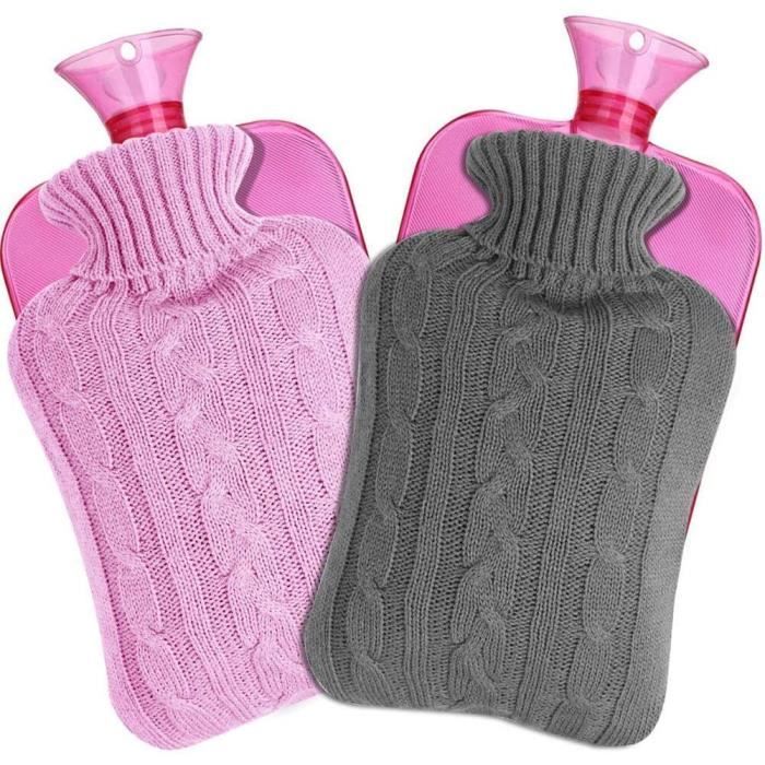 Housse Tricotée Pour Bouillotte 1L - Étui Doux Protection Peau, Cadeau Noël Famille