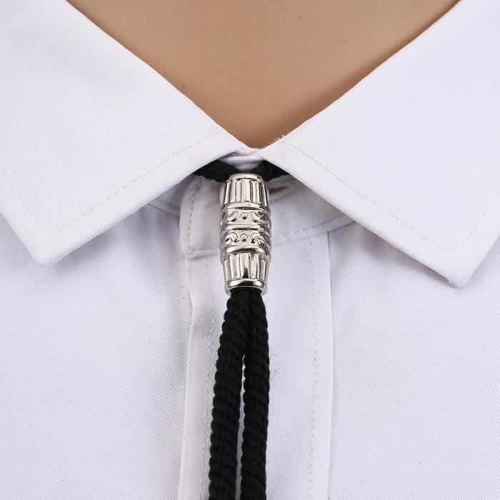 Cravate Bolo Western En Cuir Tressé Avec Pierre Synthétique - Accessoire élégant Unisexe Pour Homme Et Femme - 2