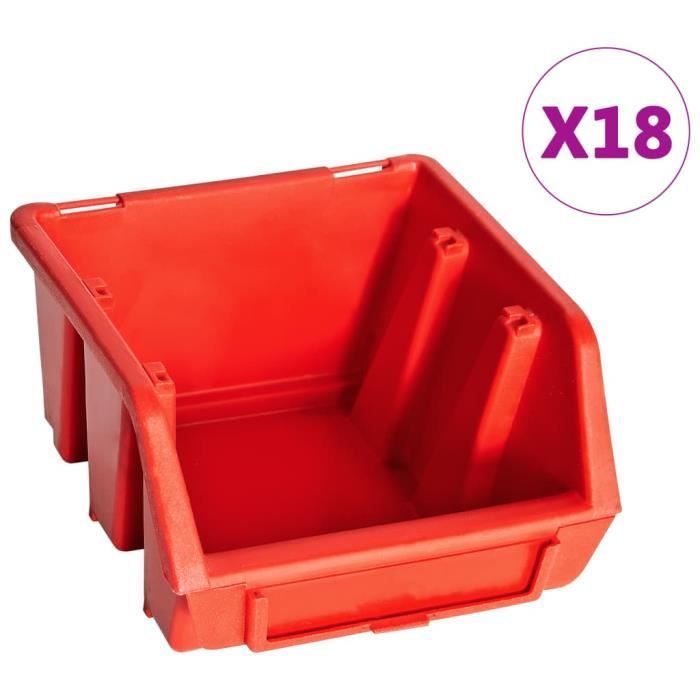 Zerodis Kit de bacs de stockage et panneaux muraux 32 pcs rouge et noir ...