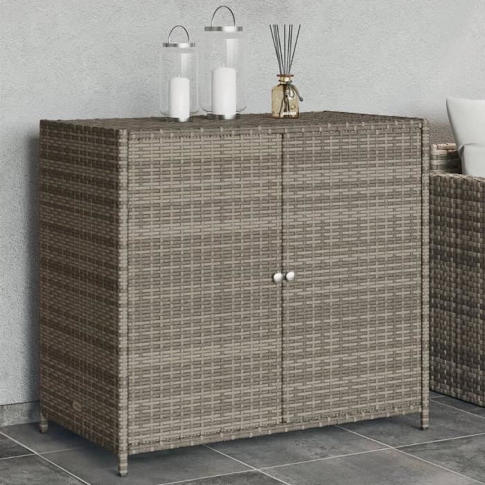 CHN Armoire de rangement de jardin gris 83x45x76 cm résine tressée A365545 CN016