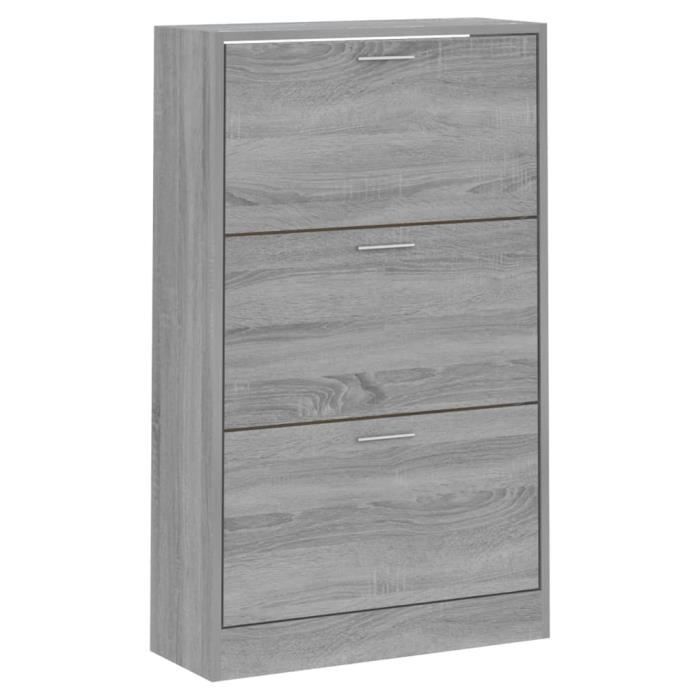 ZERONE Armoire à chaussures Sonoma gris 63x24x103 cm Bois d'ingénierie