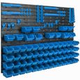 68 Boîtes Étagère murale système de rangement 115x78cm bacs de rangement atelier étagère bacs a bec caisses bleus-1