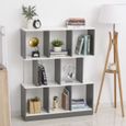 Bibliothèque étagère meuble de rangement 3 niveaux design contemporain MDF E1 bicolore gris blanc-1