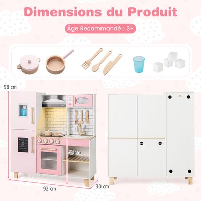 GOPLUS Cuisine Enfants avec Sonore, avec Étagères, Porte-Épices et