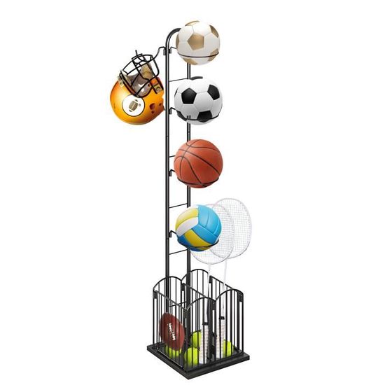 Support à Balles 5 Niveaux WIYETY - Rangement Vertical Football Basket - Noir
