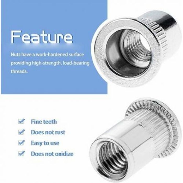 50 écrous Rivet M4 Inox 304 – Rivnut Argenté, 10mm De Haut
