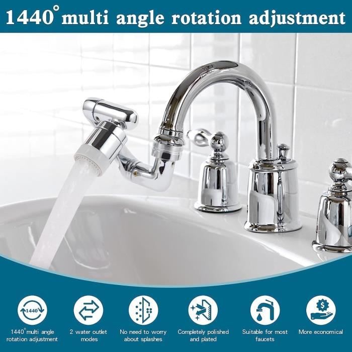 Bec Rallonge De Robinet 1440 Degrés 2 Modes Pour Robinets Avec Filetage Exterieur De Diametre 202224 Mm 92243803