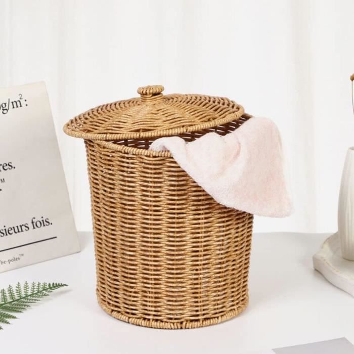 Panier Corbeille de rangement carré - Coffre bac osier rotin