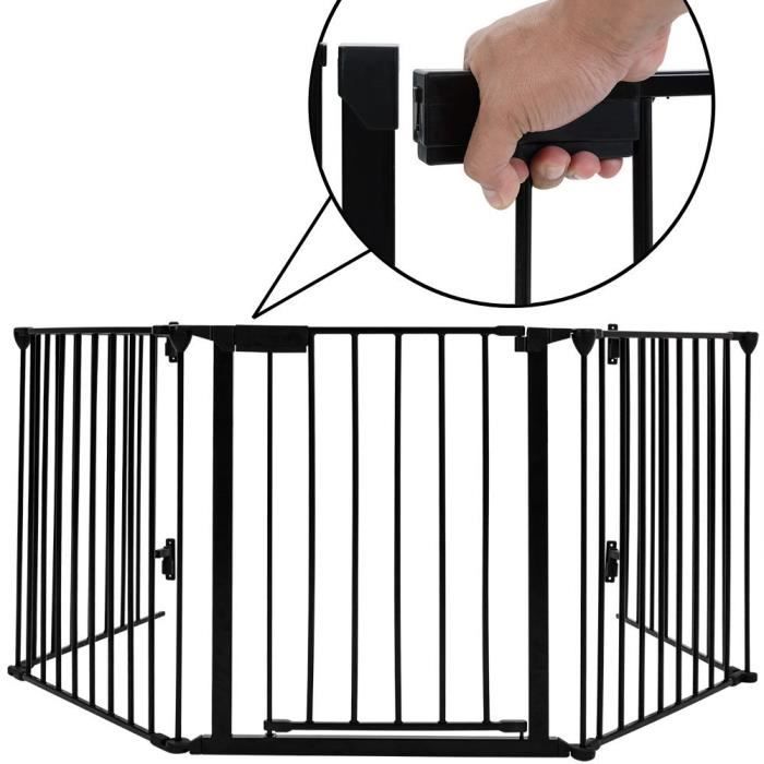 Barrière De Sécurité Extensible Pour Cheminée – Protection Enfant Et Animal, 4 Panneaux, Noir