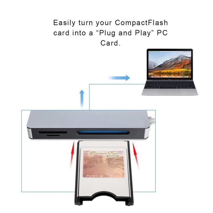 Connexion Directe Sans Pilote Adaptateur PCMCIA Vers Compact Flash – Lecteur De Carte CF Compatible WIN98/2000/XP, Connexion Directe Lecteur Carte CF Pour PC Portable