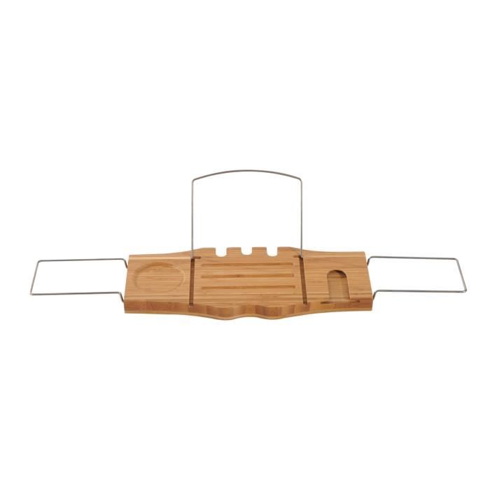 Plateau De Baignoire Extensible HOMCOM En Bambou - Avec Porte-Gobelet Et Porte-Savon - 75-109cm