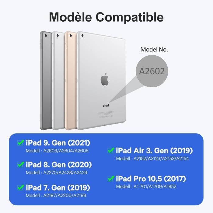 Clavier Ipad 9Eme Generation, Smart Touchpad Ipad 10.2 Clavier, Détachable Sans Fil Clavier Avec