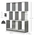 Bibliothèque étagère meuble de rangement 3 niveaux design contemporain MDF E1 bicolore gris blanc-2