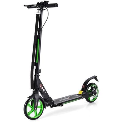 GOPLUS Trottinette Pliable Freinage Double – Guidon Réglable 86,5-101cm, Absorbeur De Chocs, Jusqu'à 100kg