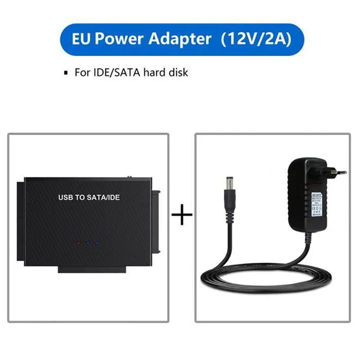 Adaptateur USB 3.0 Vers SATA/IDE - Pour Disques Durs 2.5"/3.5" Et Lecteurs CD/DVD - Alimentation Avec Interrupteur
