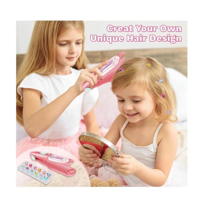 JoyJoyful Kit De Pierres à Cheveux – Tampon à Strass Avec 24 Gems – Coiffure Créative DIY Pour Filles 5-12 Ans – Cadeau Anniversaire