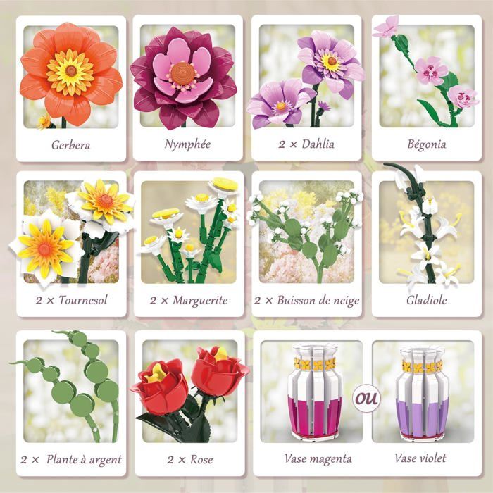 Kit De Construction De Bouquet De Lys – Fleurs Artificielles En Blocs – Cadeau DIY Adulte & Enfant – Gerbala