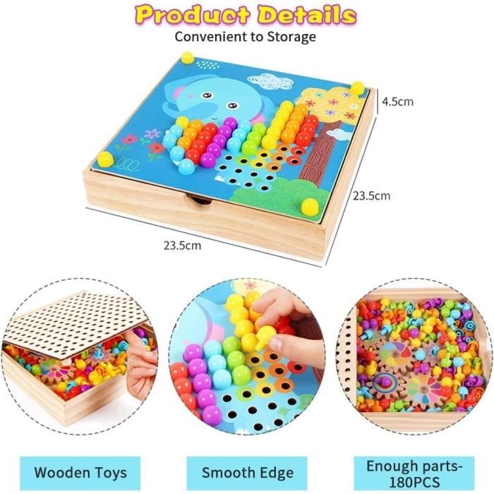 Yue Mosaique Enfant, Jeu De Educatif Mosaïque Colorée, 12