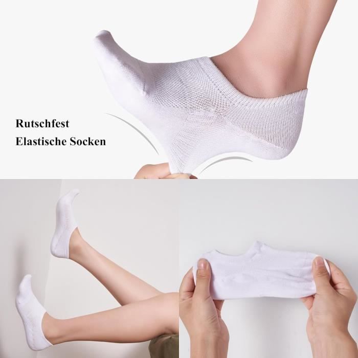 10 Paires Chaussette Basse Femme Homme, Unisexe Invisible Sport  Antidérapante Respirantes Socquettes CHAUSSETTES - SOQUETTES - Blanc  Beige/blanc - Cdiscount Prêt-à-Porter