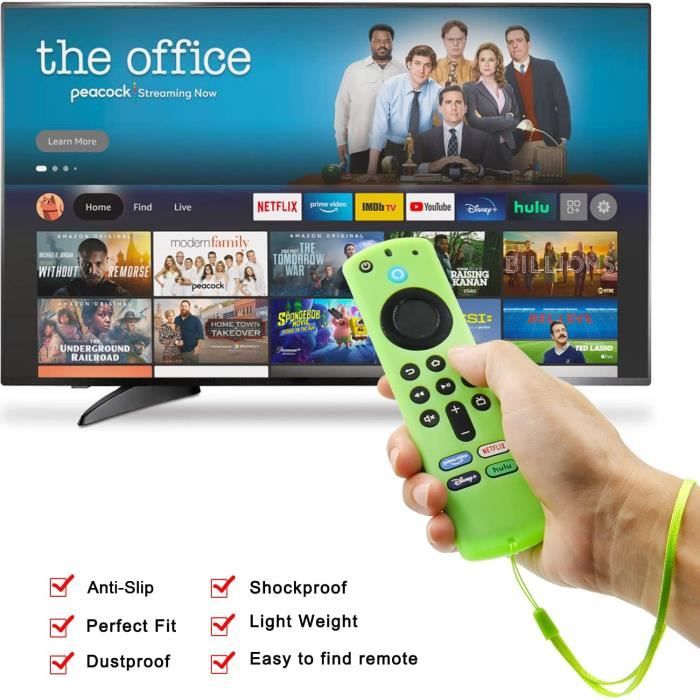2 Housses Silicone Phosphorescentes Pour Télécommande Fire TV Stick / 4K (3e Gén) - Anti-Glisse, Avec Dragonne