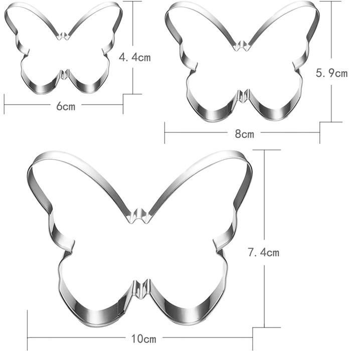 Emporte-pièce papillon Set-3 Stück-10cm 8 cm 6cm-pour La Décoration de La  Pate à Sucre, des Bonbons et des37