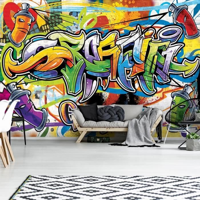 Papier Peint Intissé Graffiti Street Art 416x254 cm Chambre Enfant Photo  Non Tissé Muraux Trompe l'oeil - Cdiscount Bricolage