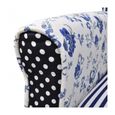 Fauteuil patchwork relax de style campagne à couleurs Bleu et Blanc-3
