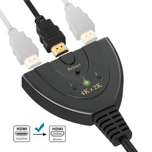 Commutateur HDMI 3 ports 4K * 2K HDMI Switch Splitter Hub de