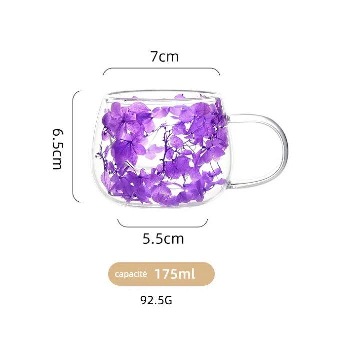 Verre Isotherme à Double Paroi Avec Fleurs Séchées 200 Ml