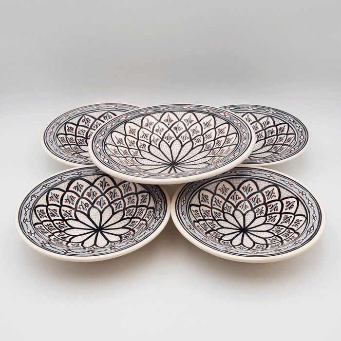 Service à Couscous Assiettes Jattes Bakir Gris - 4 Pers - Maison