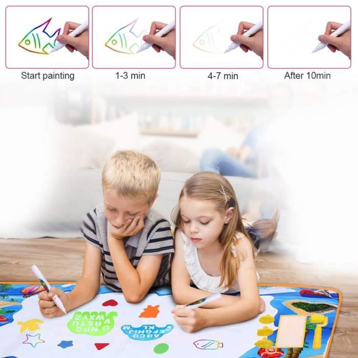 Navaris Tapis De Dessin à Eau XXL 150x100 Cm – Magique Et Réutilisable, Avec Stylos, Cadeau Créatif Pour Enfants