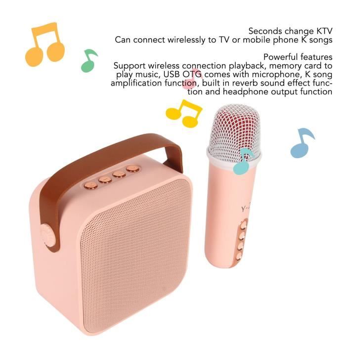 Microphone karaoké portable sans fil Bluetooth pour adultes et enfants,  machine à chanter, enregistrement, lecture, réverbération