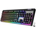 EMPIRE GAMING - Clavier Gaming RF-K308 Sans Fil AZERTY 2.4 GHz RGB - PC PS4 PS5 Xbox One/Series - Molette de Volume-0