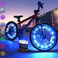 Lot de 2 Éclairage de pneus Roue de vélo, Lampe à LED Étanche à néon à pneus avec 2 Modes Clignotants, Lumière Bleu Rayons de Roue-0