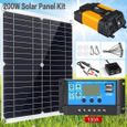 Système de Panneaux Solaires 200W +contrôleur de charge solaire 100 A onduleur 4000W Kit système solaire de camping-0