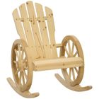Fauteuil de Jardin Adirondack à Bascule - Outsunny - Rocking Chair -Style Rustique Chic accoudoirs Roues Charette Bois Sapin