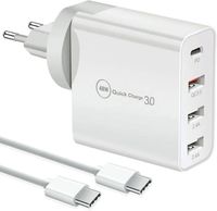 Chargeur USB C 48W, chargeur rapide 4 ports chargeur rapide PD 3.0 multiple compatible avec iPhone 15/14/13/12, SE, iPad, Samsung