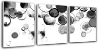 Lot de 3 toiles murales abstraites en noir et blanc - Impression sur toile à bulles - 30 x 40 cm x 3 pièces