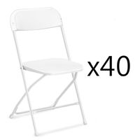 40 pièces chaise en plastique blanc, jardin, conférence, fête, mariage, pliable