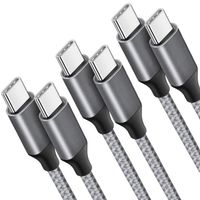 Lot-3 Câble USB-C vers USB-C Charge Rapide 3A pour Samsung S23 Ultra S23+ S22+ S22 Plus S21 FE S21 S10 S10e S9 -Nylon Tressé 1M Gris