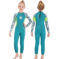 2.5MM Néoprène Combinaison Plongée Filles Enfants Thermique UV 50+ Maillot de Bain Ultra Stretch Wetsuit pour Surf Natation Vert-L
