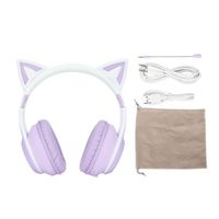 CEN TMISHION casque Bluetooth de jeu Casque de jeu Bluetooth oreille de chat casque de musique pliable sans fil avec microphone