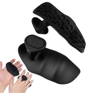 Coussinets De Préhension Noirs – 1 Paire, En Cuir, 4 Trous Pour Doigts, Pour Tractions, Musculation, Fitness